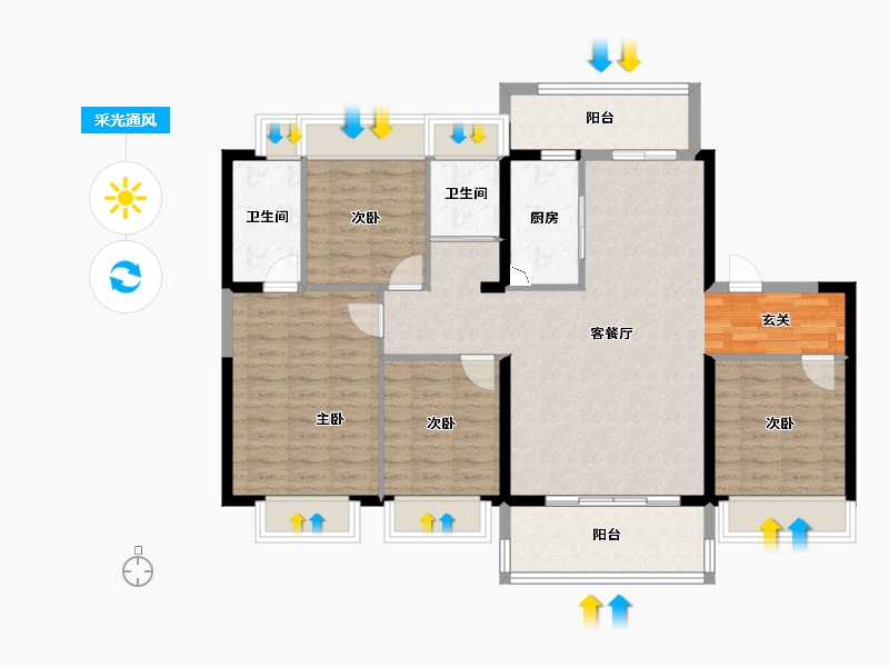 云南省-昆明市-嵩明碧桂园-111.35-户型库-采光通风