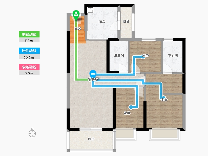 陕西省-渭南市-渭南恒大�B睿府-85.25-户型库-动静线