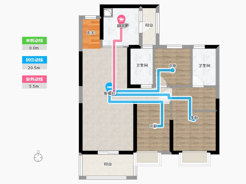 陕西省-渭南市-渭南恒大�B睿府-84.97-户型库-动静线