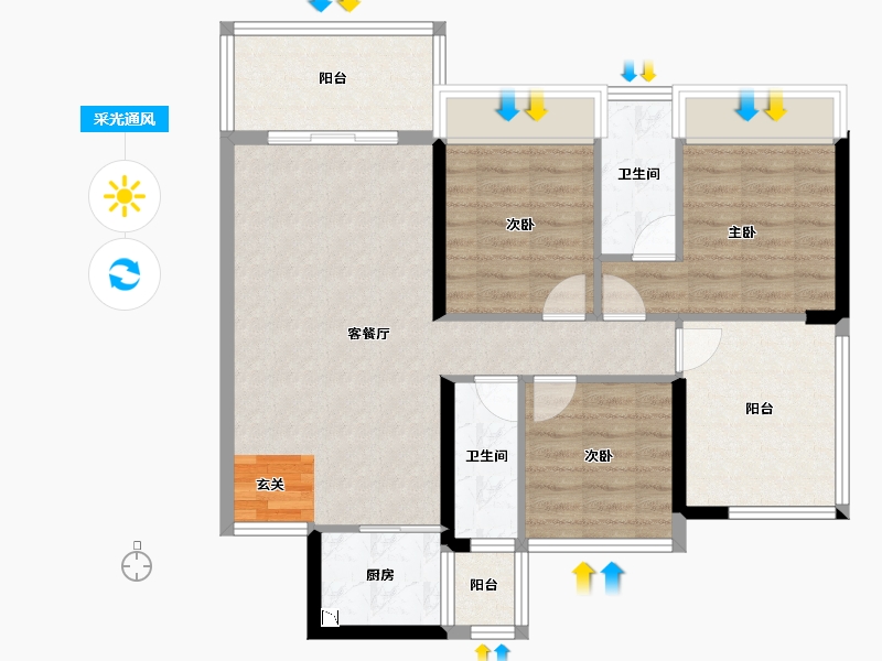 广东省-湛江市-沿江壹号-87.44-户型库-采光通风