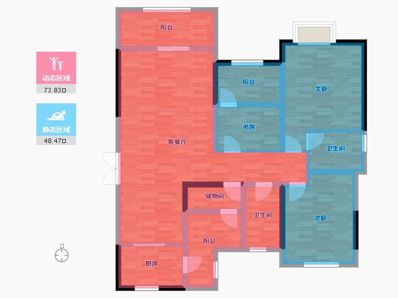 四川省-成都市-碧波豪庭-108.52-户型库-动静分区