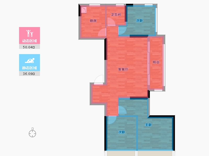 浙江省-杭州市-东澜府-76.60-户型库-动静分区