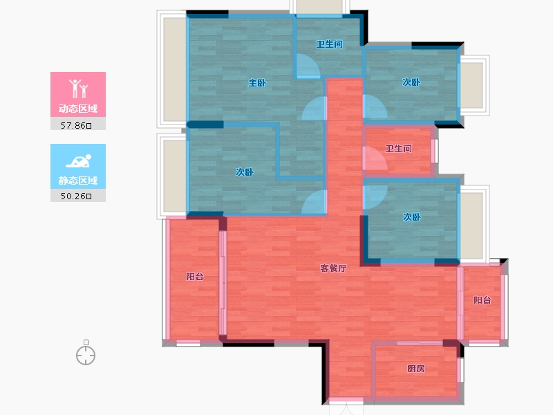 贵州省-六盘水市-合隆柏悦湾-97.17-户型库-动静分区