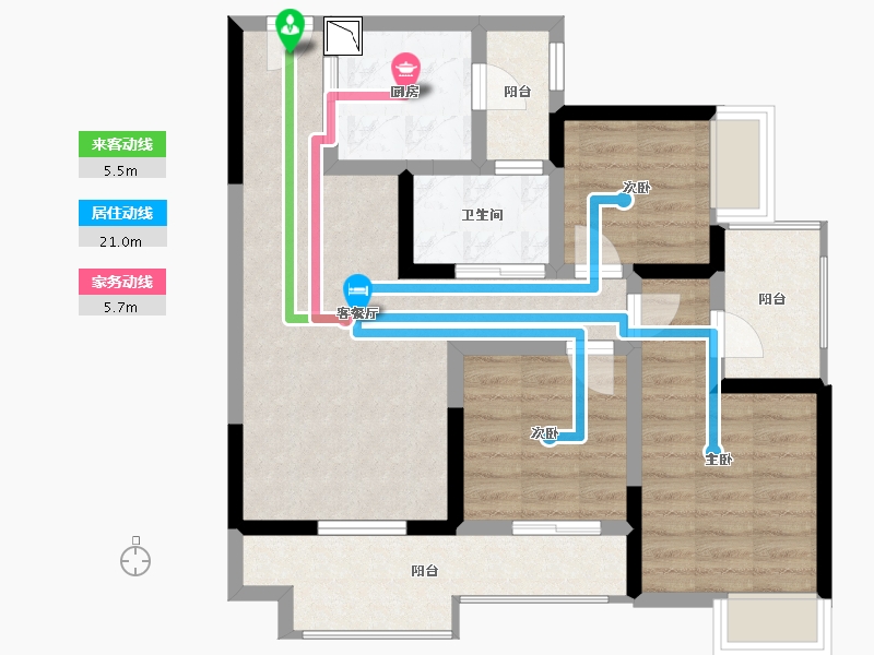 四川省-成都市-凯德卓锦万黛-76.35-户型库-动静线