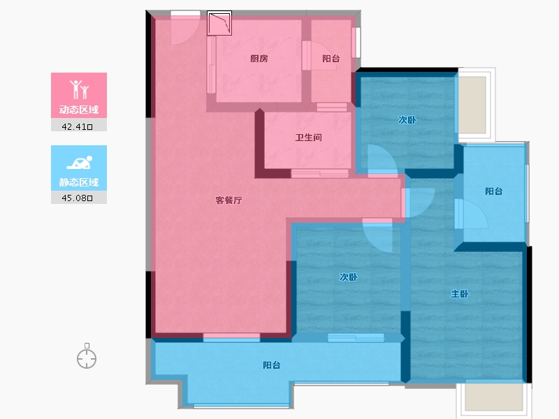 四川省-成都市-凯德卓锦万黛-76.35-户型库-动静分区