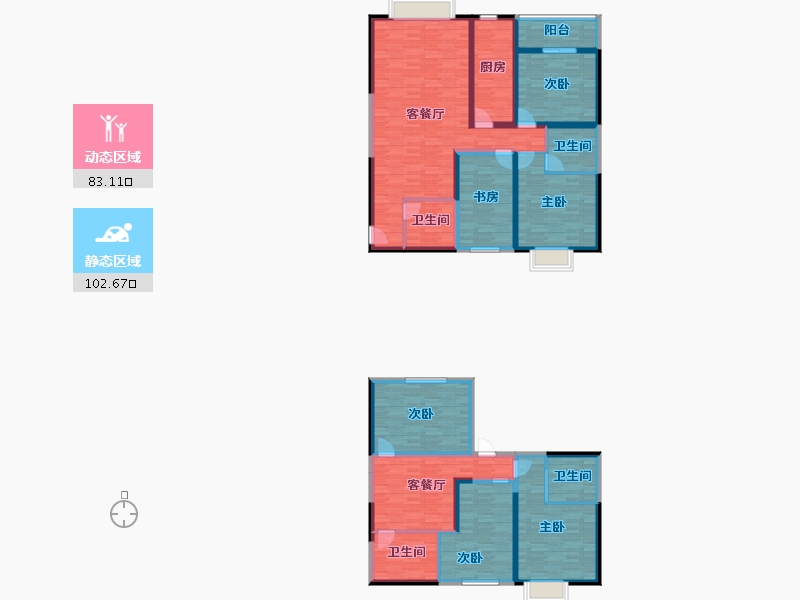 陕西省-西安市-菁华名门-165.43-户型库-动静分区