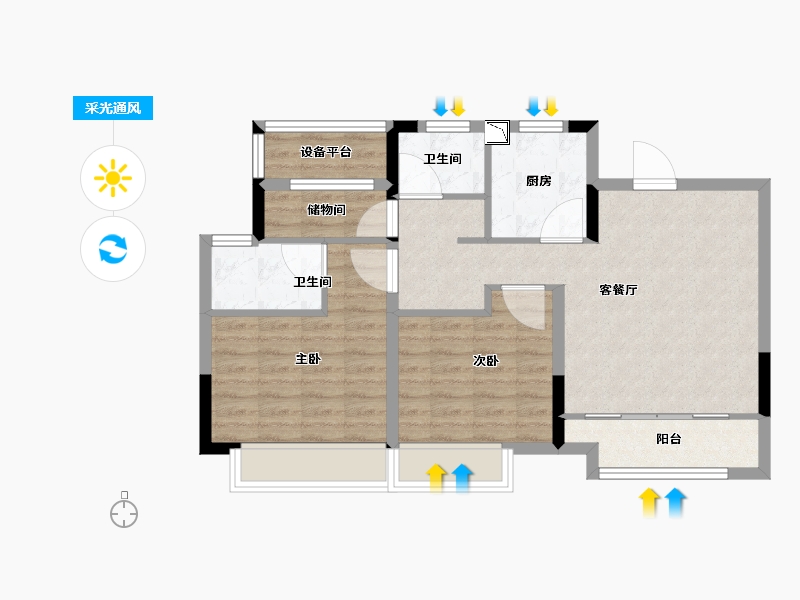 江苏省-苏州市-熙岸原著-74.00-户型库-采光通风