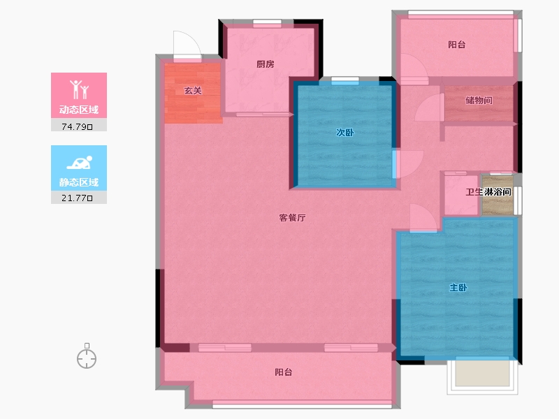 安徽省-合肥市-旭辉翡翠江来-87.55-户型库-动静分区