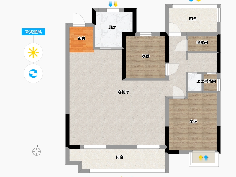 安徽省-合肥市-旭辉翡翠江来-87.55-户型库-采光通风