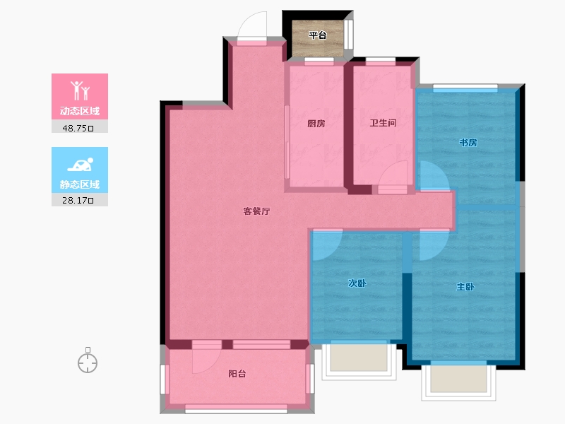 辽宁省-大连市-金湾十里海-69.83-户型库-动静分区