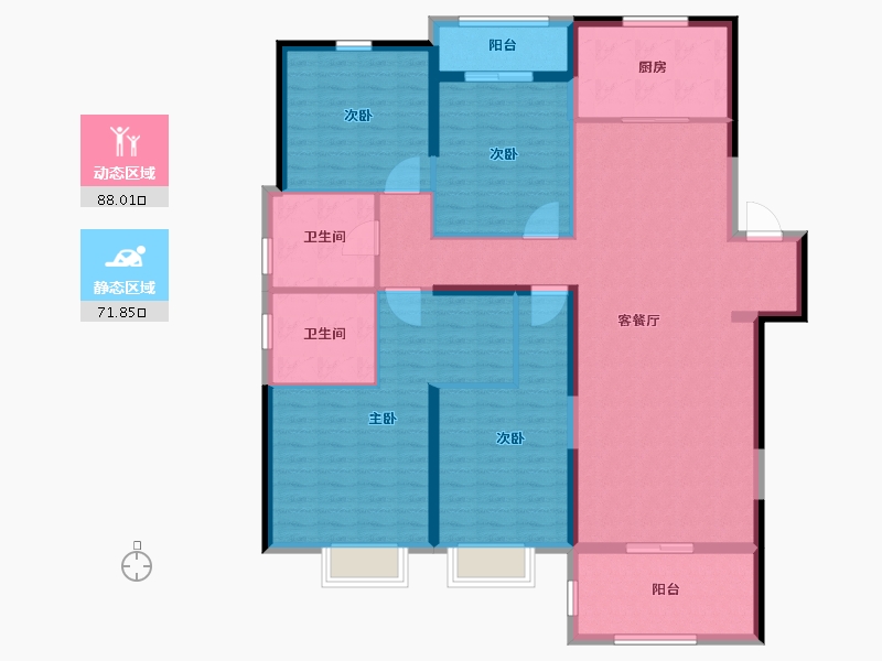 湖北省-武汉市-大华铂金瑞府-145.00-户型库-动静分区