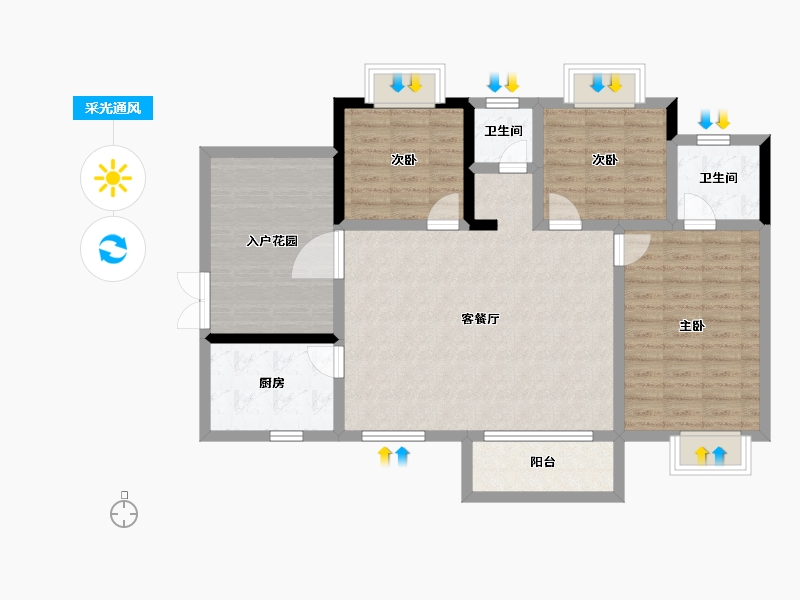 湖南省-长沙市-湘江东苑-100.81-户型库-采光通风