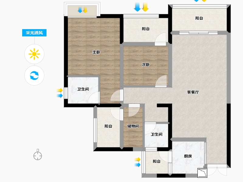 四川省-成都市-远大中央公园-94.43-户型库-采光通风