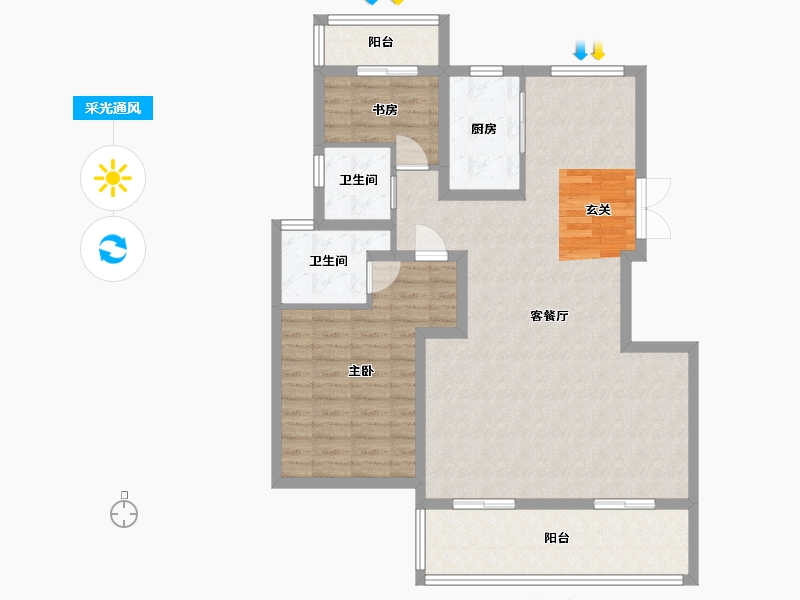 安徽省-合肥市-城建琥珀东华府-98.25-户型库-采光通风