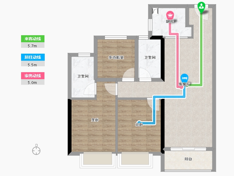 湖南省-长沙市-合能湘江公馆-75.20-户型库-动静线