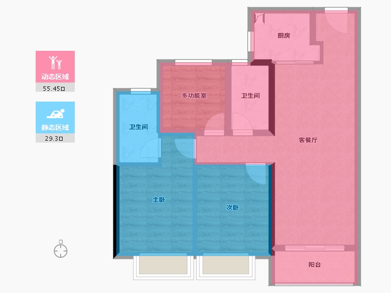 湖南省-长沙市-合能湘江公馆-75.20-户型库-动静分区