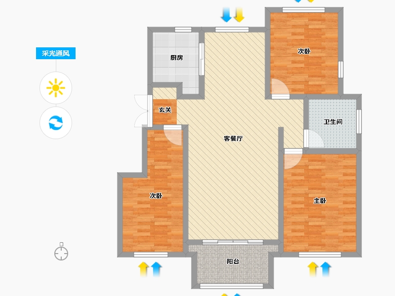 河南省-信阳市-颐和锦绣花园-104.00-户型库-采光通风