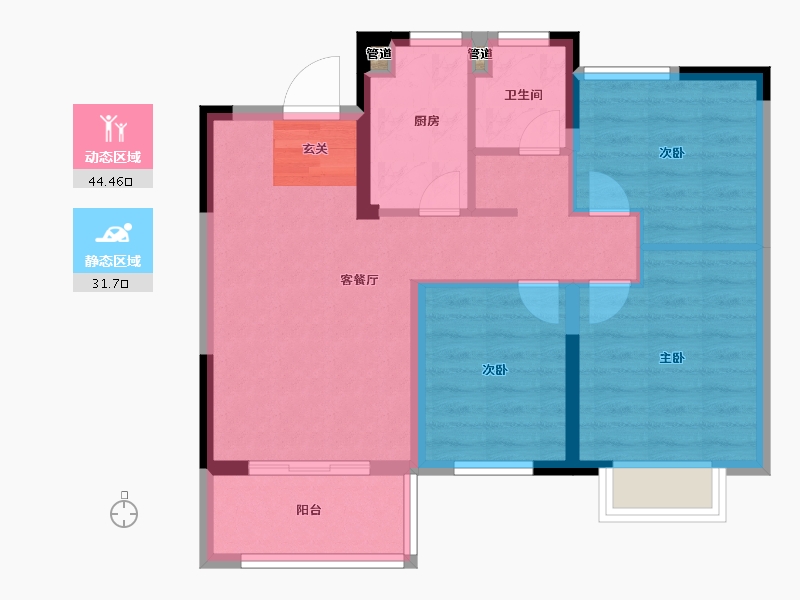 江苏省-南京市-奥园金基天著尚居-68.00-户型库-动静分区