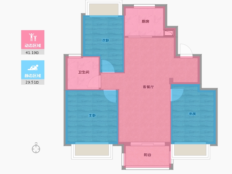 江苏省-南京市-中骏合景柏景湾-63.42-户型库-动静分区