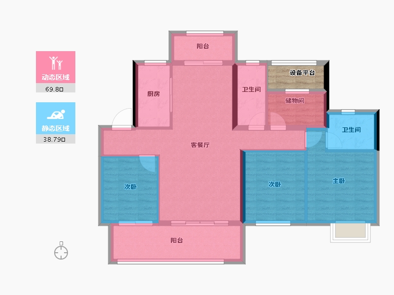 湖南省-长沙市-春晖花园-100.90-户型库-动静分区