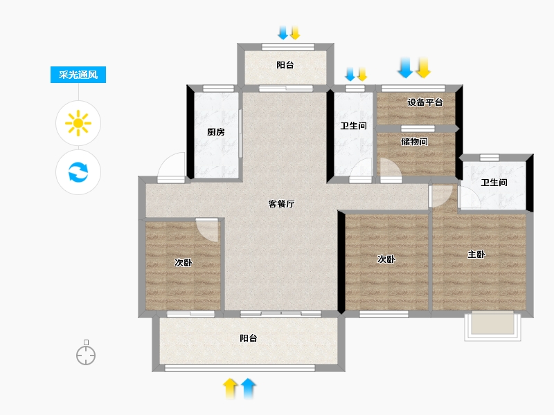 湖南省-长沙市-春晖花园-100.90-户型库-采光通风