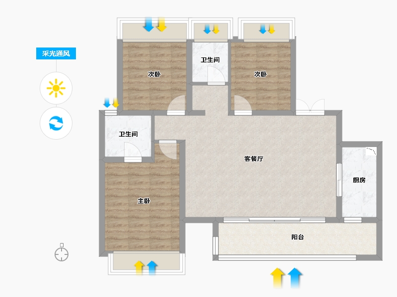 四川省-成都市-首创禧瑞锦江-90.04-户型库-采光通风