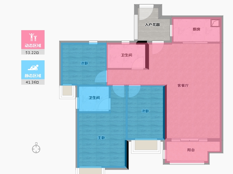 湖南省-长沙市-湘江富力城二期-90.31-户型库-动静分区