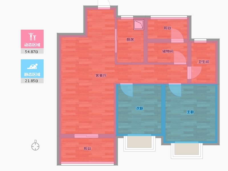 江苏省-南京市-弘阳时光里项目-66.76-户型库-动静分区