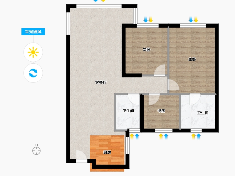 福建省-福州市-中庚香匯融江-74.00-户型库-采光通风