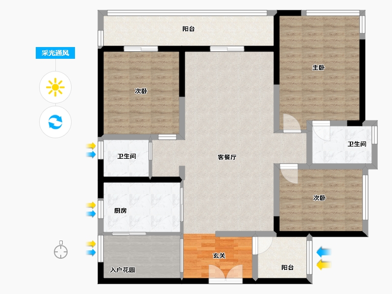 四川省-眉山市-凯旋府-120.38-户型库-采光通风