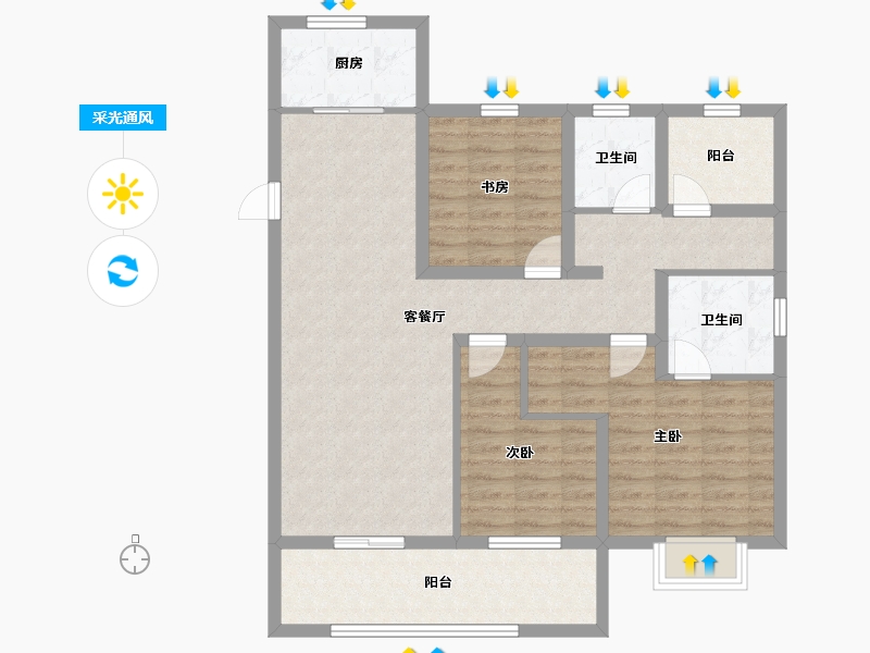 安徽省-宣城市-琥珀新天地-97.00-户型库-采光通风