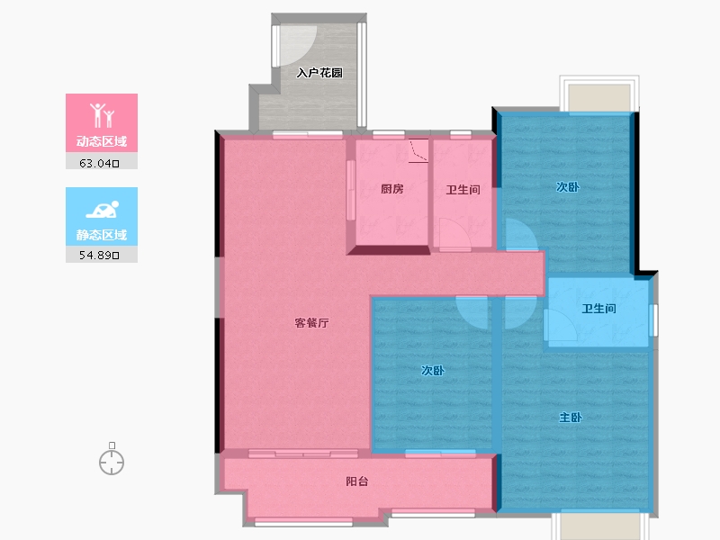 湖南省-长沙市-湘江富力城二期-113.99-户型库-动静分区