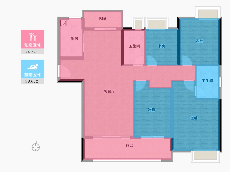 湖南省-长沙市-湘江富力城二期-120.59-户型库-动静分区