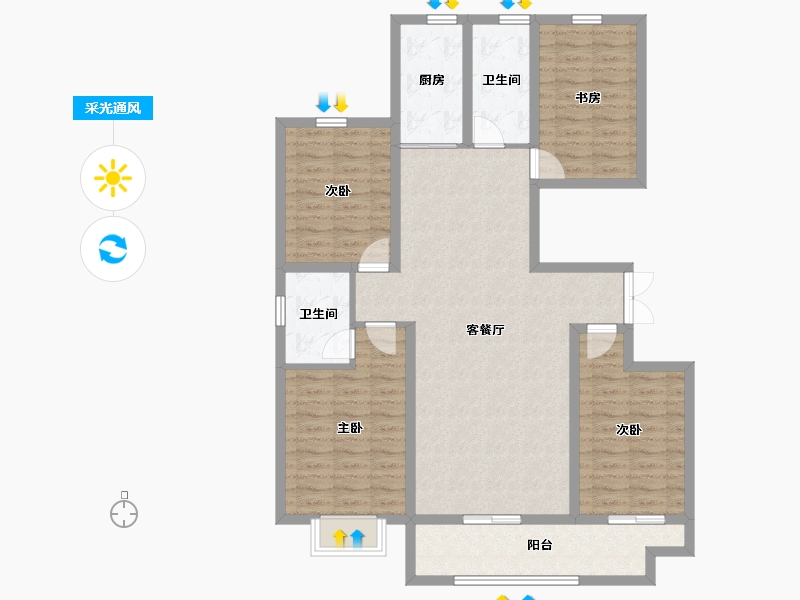 山东省-潍坊市-恒信阳光假日-111.20-户型库-采光通风