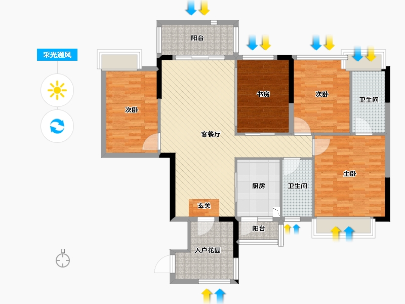 广东省-云浮市-臻汇园碧湖新城-109.67-户型库-采光通风