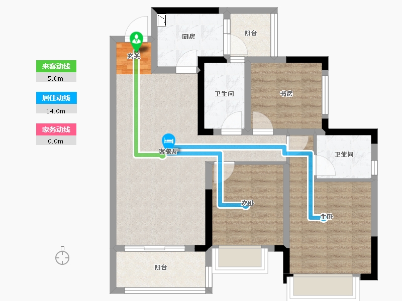 四川省-成都市-北辰鹿鸣院-77.23-户型库-动静线