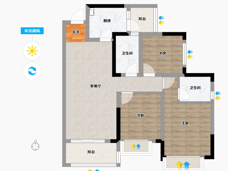 四川省-成都市-北辰鹿鸣院-77.23-户型库-采光通风