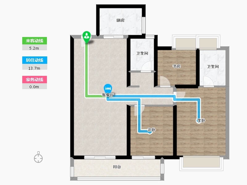 湖北省-武汉市-龙湖 东湖高新・春江郦城-96.80-户型库-动静线