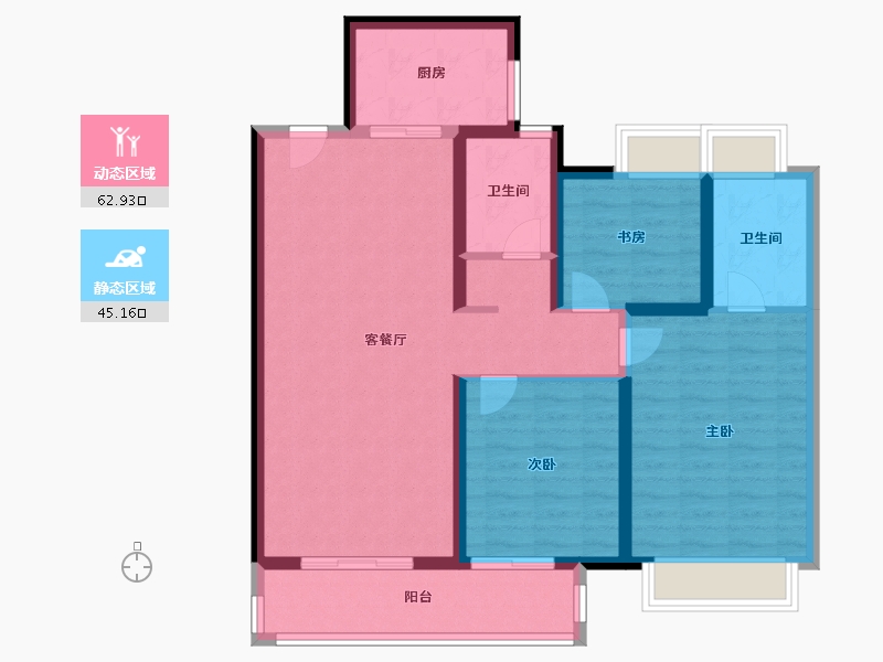 湖北省-武汉市-龙湖 东湖高新・春江郦城-96.80-户型库-动静分区