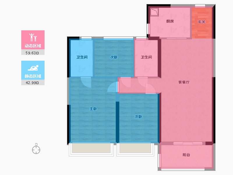 河南省-郑州市-碧桂园双湖城-92.18-户型库-动静分区