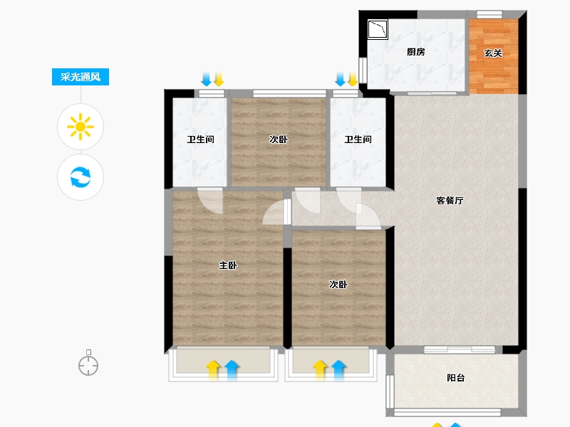 河南省-郑州市-碧桂园双湖城-92.18-户型库-采光通风