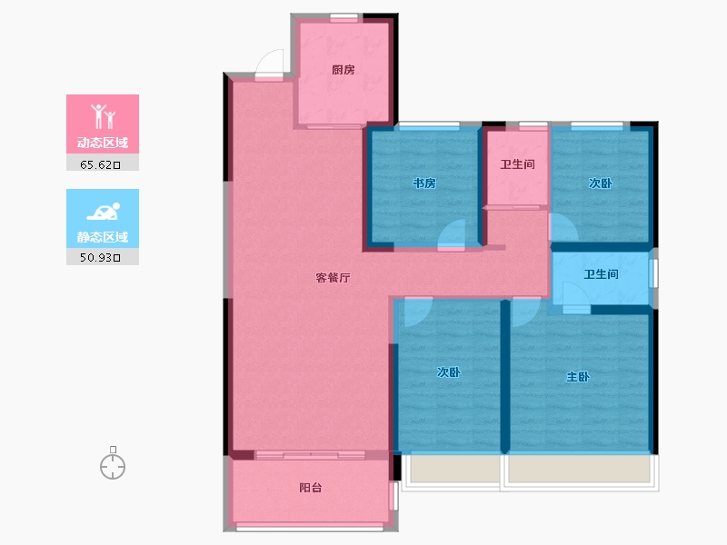 河南省-郑州市-碧桂园双湖城-104.33-户型库-动静分区