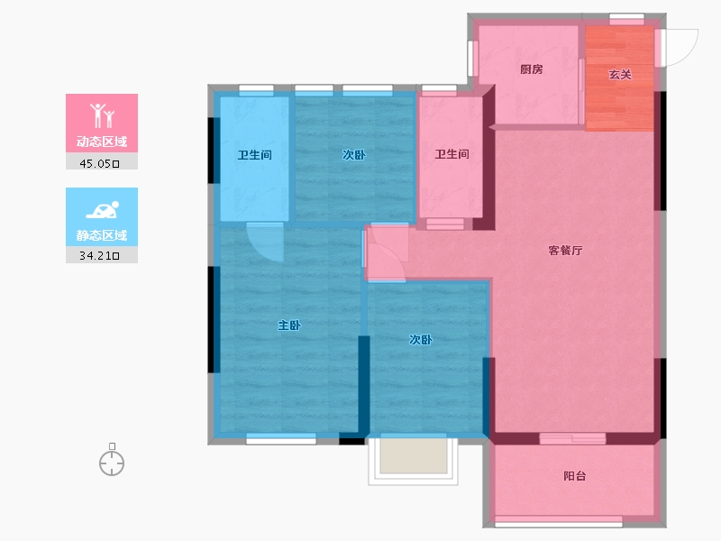 福建省-福州市-万科紫台-70.76-户型库-动静分区