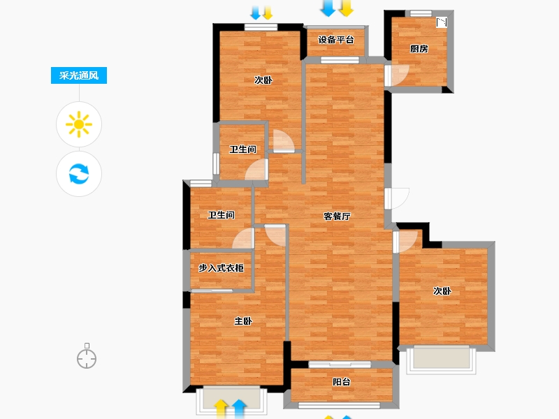 江苏省-南通市-锦绣瑞府-104.10-户型库-采光通风