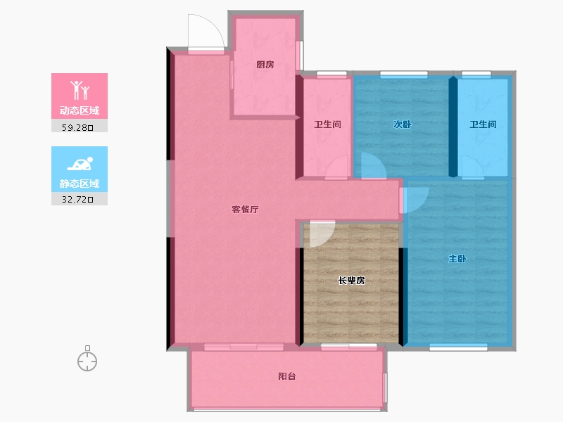 湖南省-长沙市-旭辉・都会山-94.46-户型库-动静分区