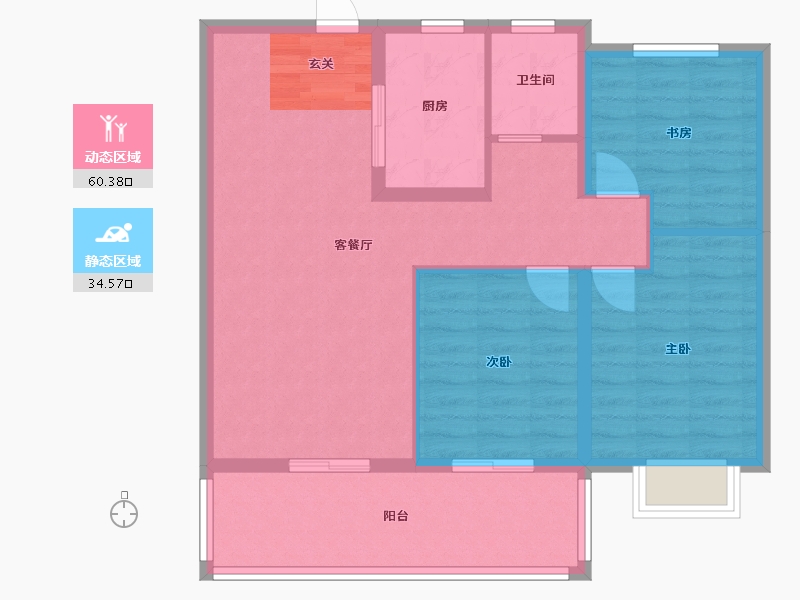 安徽省-合肥市-城建琥珀东华府-85.55-户型库-动静分区