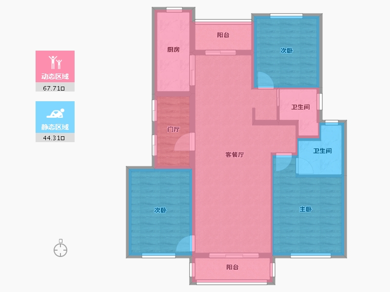 河北省-唐山市-悦融华苑-100.38-户型库-动静分区