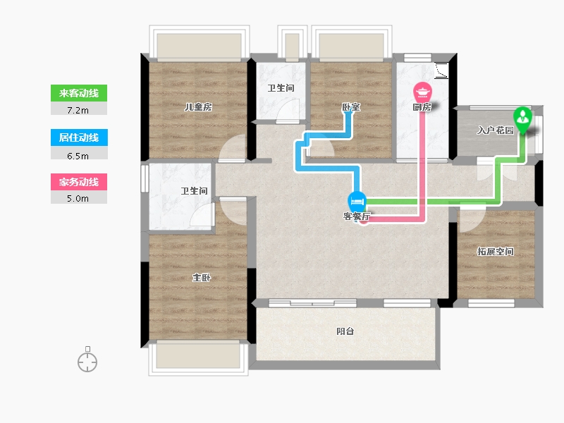 广东省-广州市-越秀・滨海新城-85.64-户型库-动静线