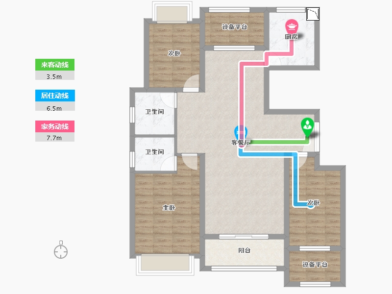 河南省-信阳市-罗山县万鼎龙城锦河-102.39-户型库-动静线