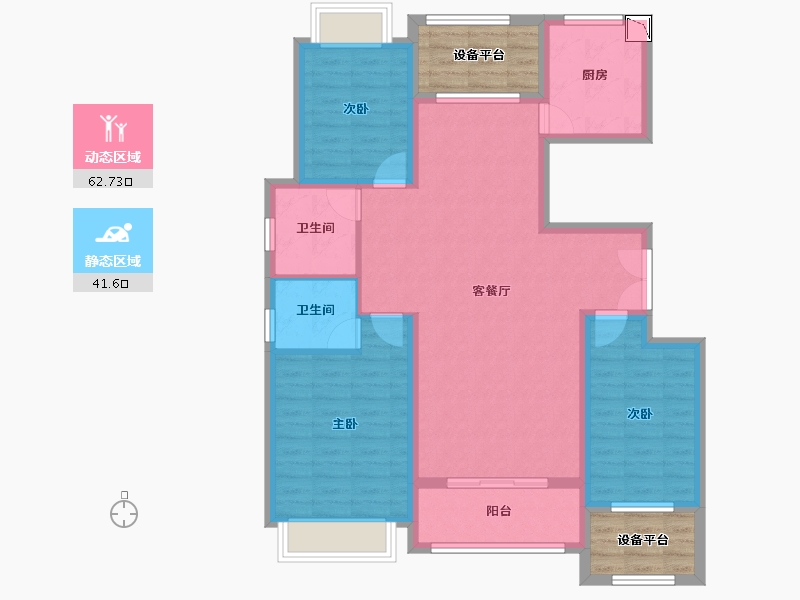 河南省-信阳市-罗山县万鼎龙城锦河-102.39-户型库-动静分区